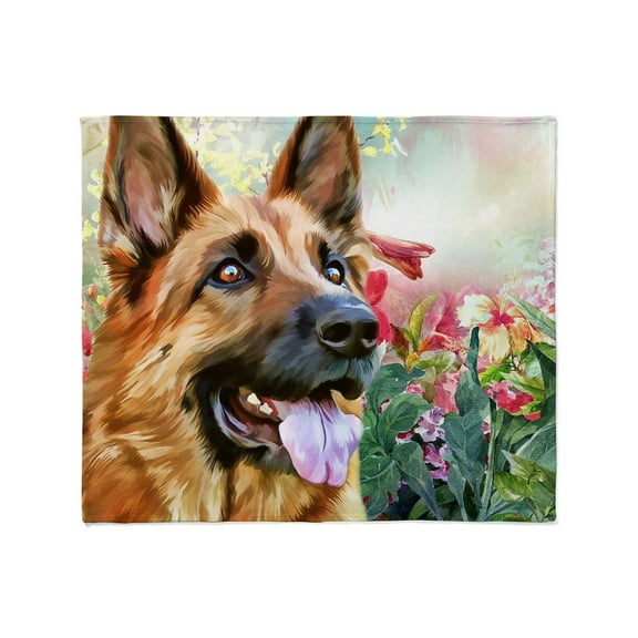 CafePress - German Shepherd Painting Throw Blanket - Soft Fleece Throw Blanket, 50"x60" for All Ages