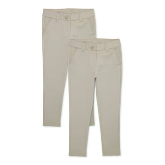 Wonder Nation Girls School Uniform Pants 2-Pack Khaki Stretch