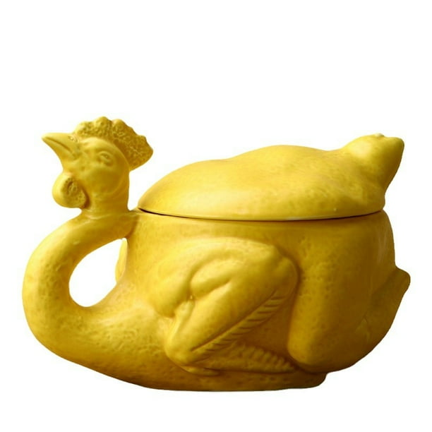 Taza de cerámica de pollo amarilla con capacidad de 350 ml con forma de animal