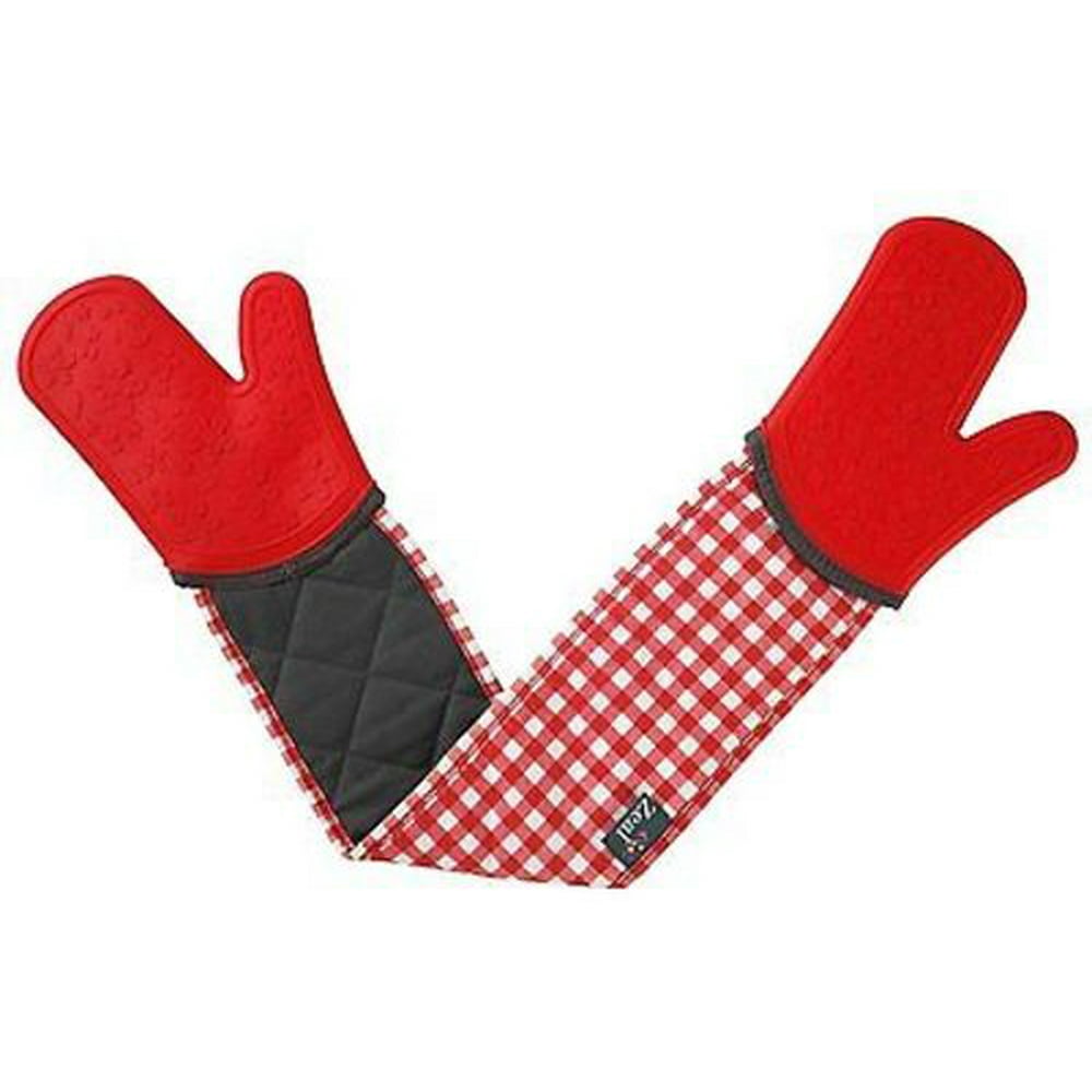 Zeal Steam Stop Waterproof Double Silicone Oven Glove / Mitt Gingham / Plaid (Red) Walmart
