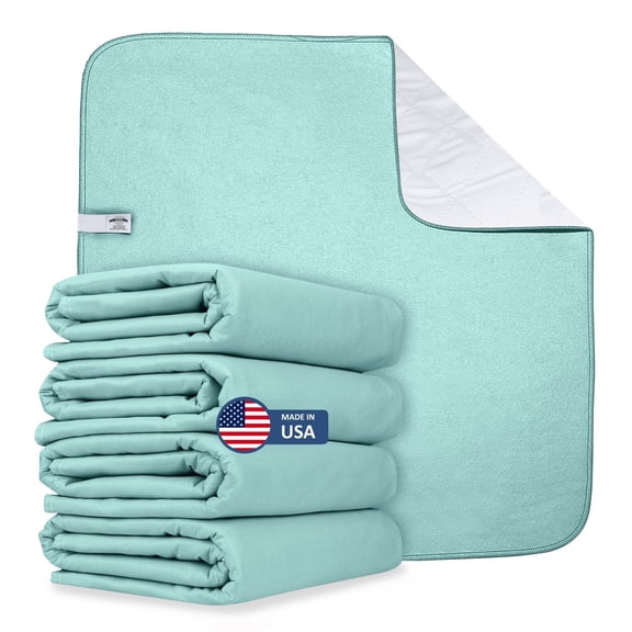 Wave Reusable Washable Underpads Large Bed Pads with Waterproof Backing, for use as Incontinence Bed Pads,Reusable pet Pads, Great for Dogs, Cats, and Bunny, Made in The USA (34" x 36" ( Pack 4)