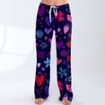 thumbnail image 6 of Valentine Sleep Pants for Women Heart Print Pajama Pants Soft Wide Leg Lounge Wear Comfortable Pajama Bottoms with Drawstring Dark Purple S, 6 of 8