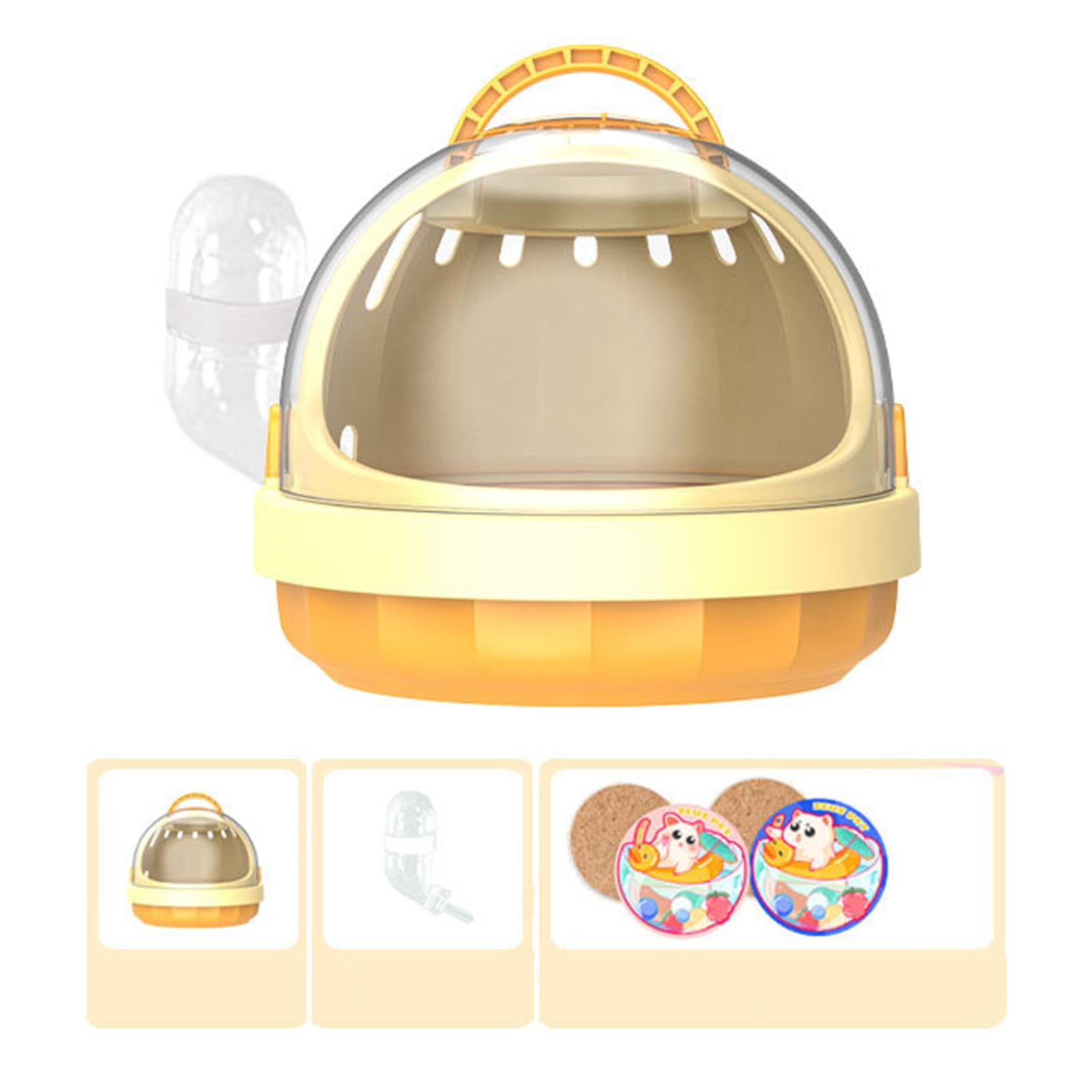 oshhnii 2 Pieces Hamster Carrier Cage Large for Vacation Dwarf Hamster Small Animals Yellow