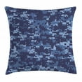 thumbnail image 1 of Camo Throw Pillow Cushion Cover, Militaristic Digital Effected Armed Forces Pattern Grunge Fashion in Blue, Decorative Square Accent Pillow Case, 18 X 18 Inches, Dark Blue Light Blue, by Ambesonne, 1 of 2