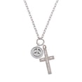 thumbnail image 2 of Delight Jewelry Silvertone Peace Sign - Round Seal I Set You Apart Engraved Cross Zoey Necklace, 28", 2 of 4