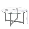 thumbnail image 5 of Aukfa Round Tempered Glass Coffee Table Metal Tube Legs End Table for Living Room, White, 5 of 9