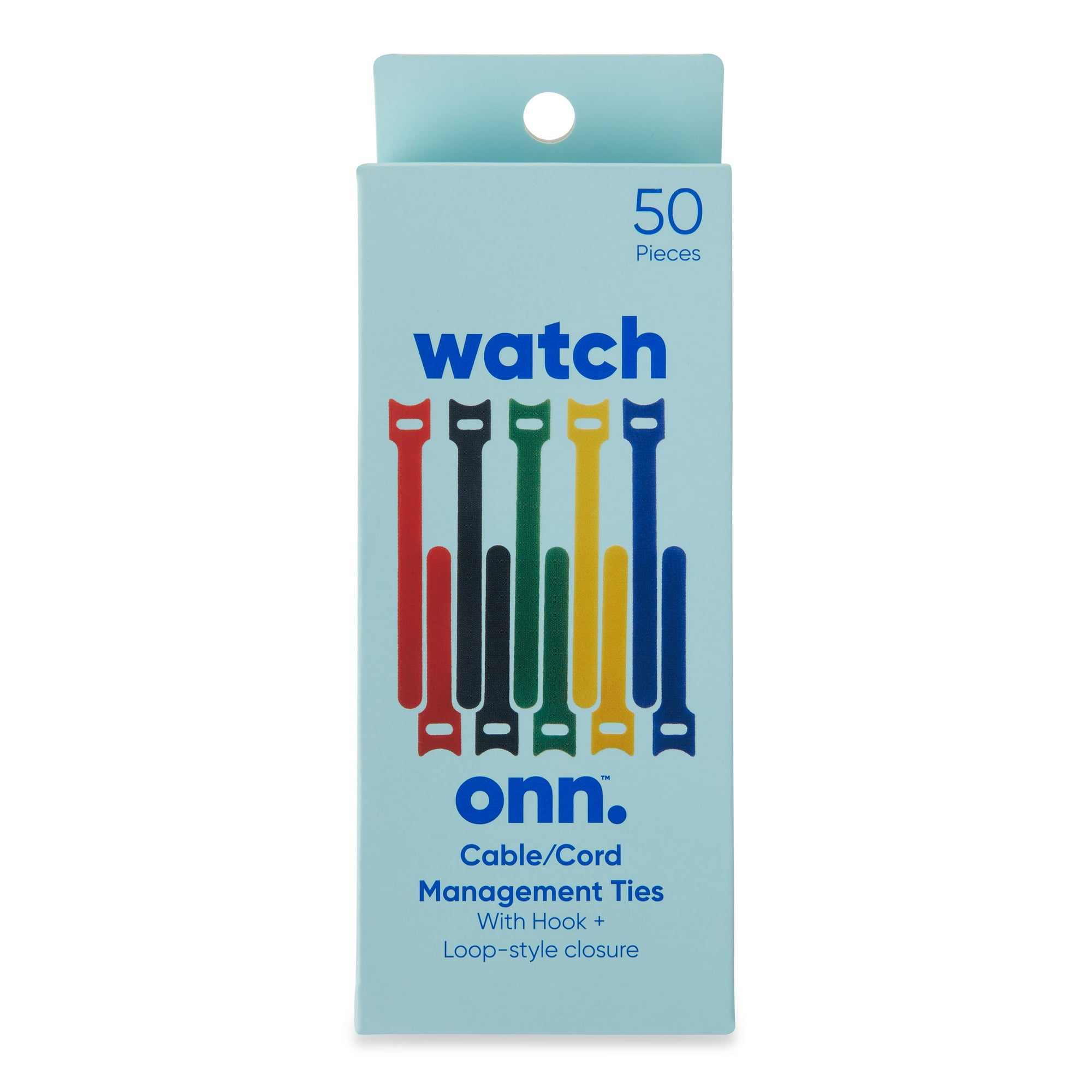 onn. Cable/Cord Management Ties 50 Pieces