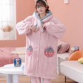 thumbnail image 1 of Pyjamas d'Automne et d'Hiver pour Femmes Fraises Corail Velours Pyjamas Confortables en Coton Velours Longs Pyjamas Épaissis, 1 of 6