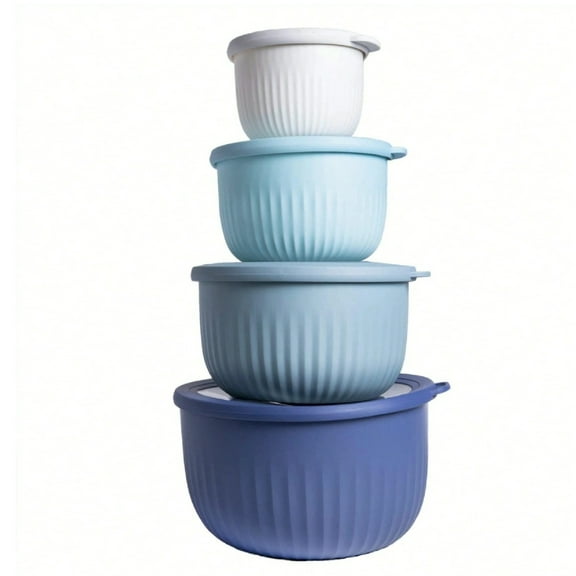 Prep Bowls With Lids- Wide And Deep Nesting Plastic Small Mixing Bowl Set With Lids, 8 Piece Set - Deep Bowls, multicolored