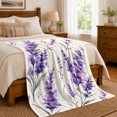 thumbnail image 6 of Purple Lavender Flower Sprigs, Cozy Flannel Blanket for Botanical Art Enthusiasts, Watercolor Botanical Floral Illustration Composition Home Decor for Living Room and Bedroom, Appreciation Gift, 6 of 7
