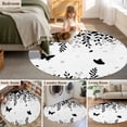 thumbnail image 5 of Round Rugs 4 Ft, Black Spring Botanical Non Slip Area Rugs for Kitchen Bedroom Entryway, Weeping Eucalyptus Butterfly Washable Carpet Runner Rug Floor Mats for Bedroom Home Decor, 5 of 8