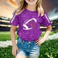 thumbnail image 2 of Girls Shirts Ball Cartoon Print Girls Glitter Graphic T Shirt Casual Short Sleeve Tee Girls Tops Purple 120, 2 of 4