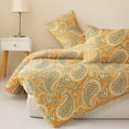 thumbnail image 3 of Exclusivo Mezcla 3-Piece Paisley Queen Comforter Set, Microfiber Bedding Down Alternative Comforter for All Seasons with 2 Pillow Shams, Orange and Yellow, 3 of 7