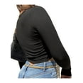 thumbnail image 3 of Liacowi Women Long Sleeve Cropped Top Long Sleeve Tie Up Slim Low Cut T-shirt Sexy Streetwear, 3 of 7