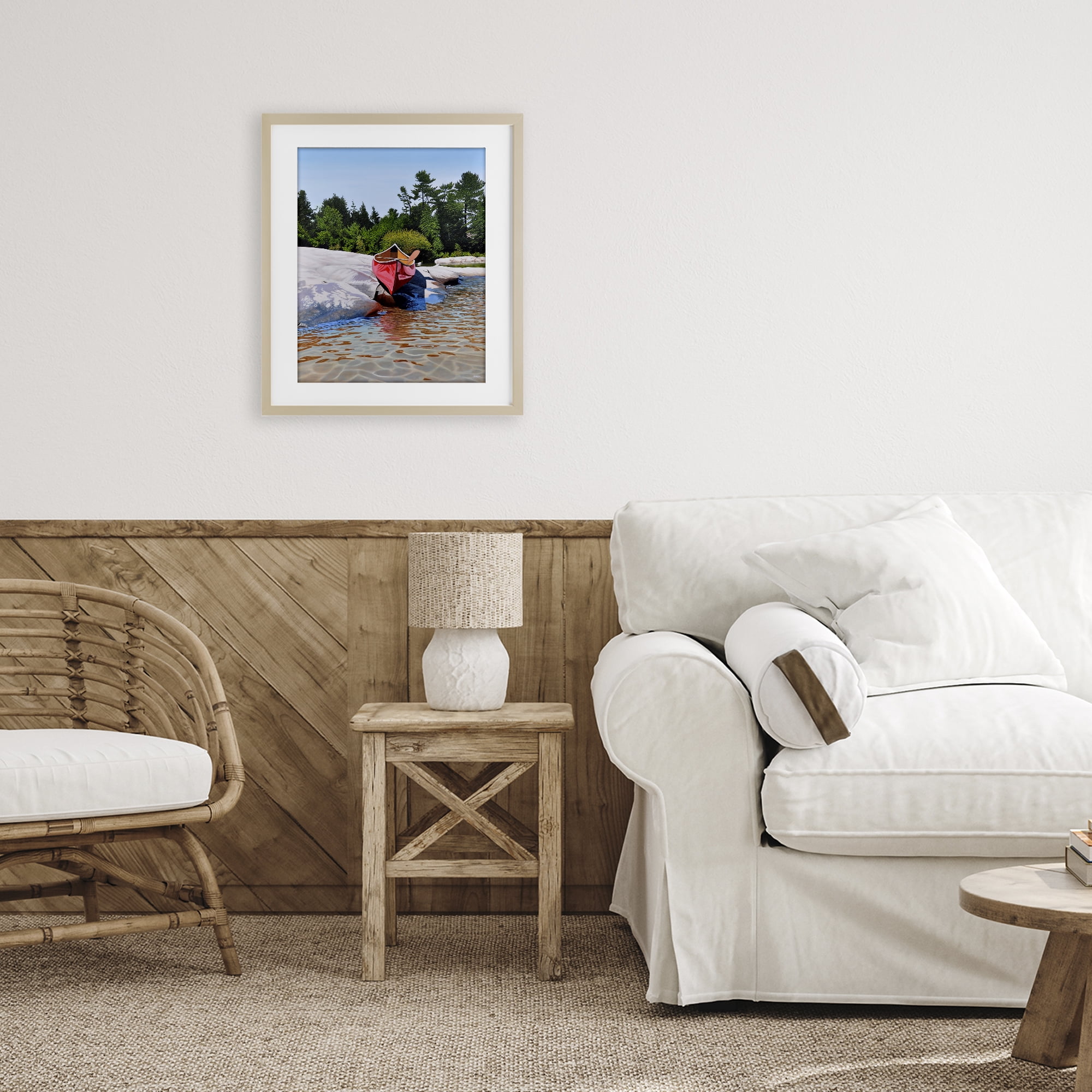Stupell Industries Canoe at Water's Edge Birch Framed Print Under Glass, design by Kenneth M Kirsch