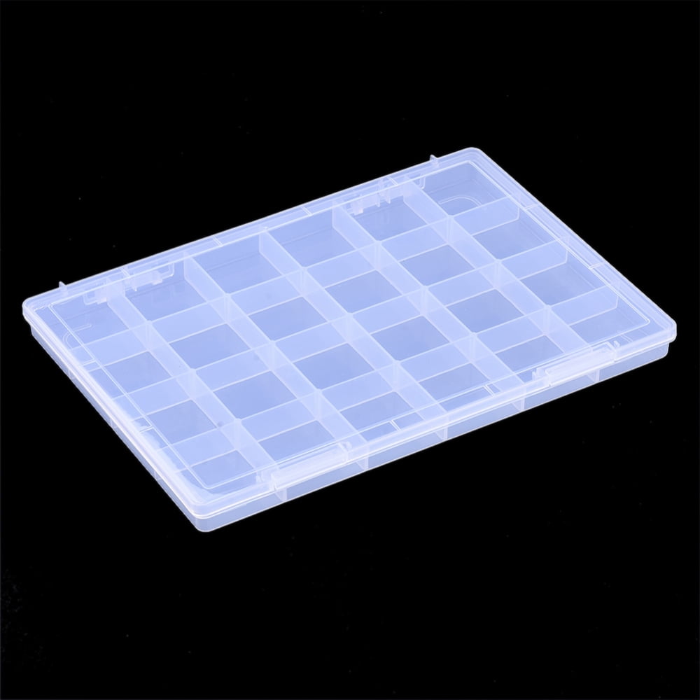 Plastic Bead Storage Containers 24 Compartments Rectangle Clear 28.5x19.5x2.2cm Compartment: 44.5x45mm