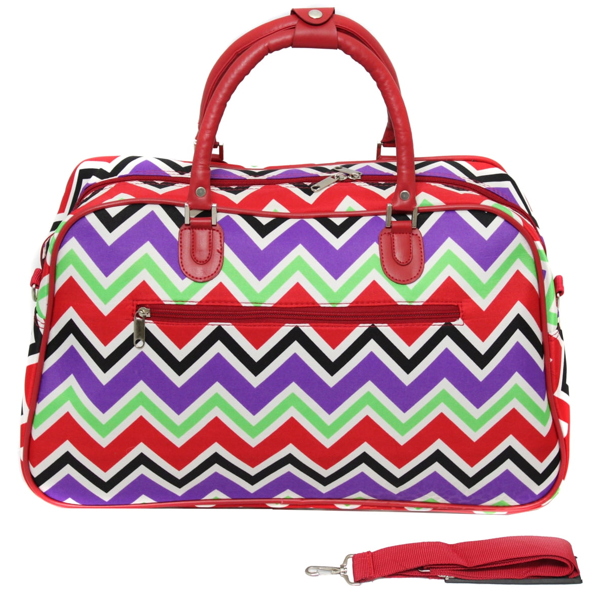 World Traveler 21-Inch Carry-On Shoulder Duffel Bag - Red Trim Chevron Multi