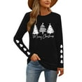 thumbnail image 5 of HOMBOM Womens Black Shirts Casual Long Sleeve Graphic Christmas Santa Crewneck Blouse for Women Xmas, 5 of 9