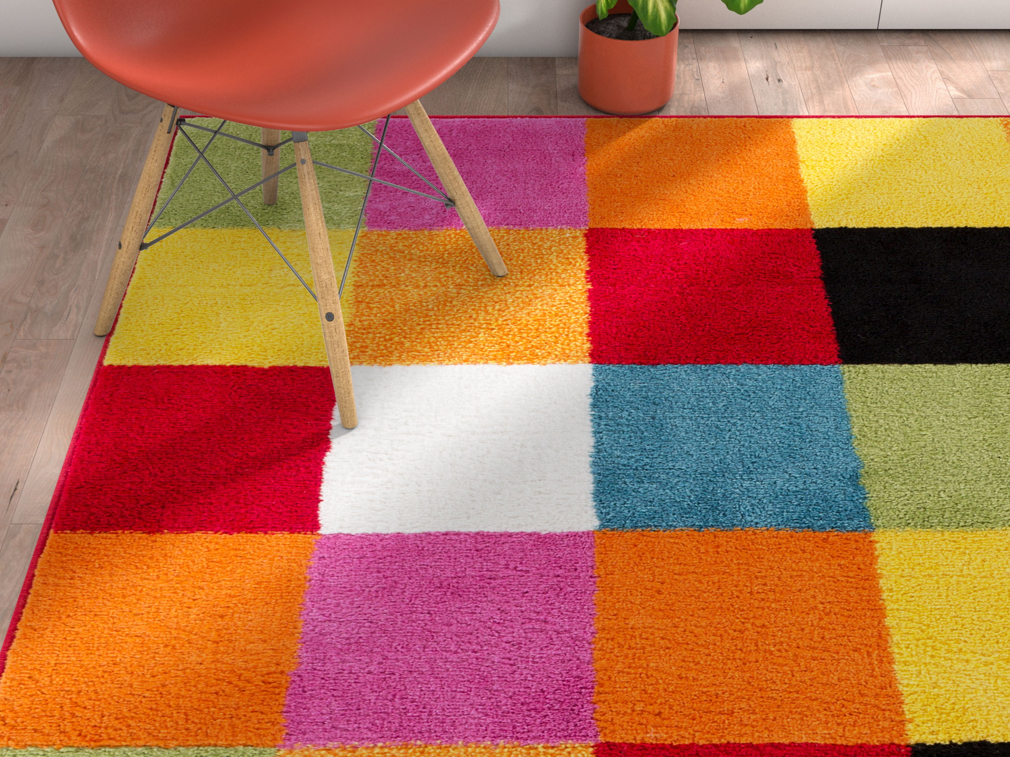 Well Woven StarBright Bright Square Modern Geometric Kids Rug Multi 5' x 7' Area Rug