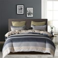 thumbnail image 1 of 3 Pcs Queen Boho Duvet Cover Set, Grey Striped Bohemian Soft Lightweight Microfiber Comforter Cover Bedding Set, 1 of 6