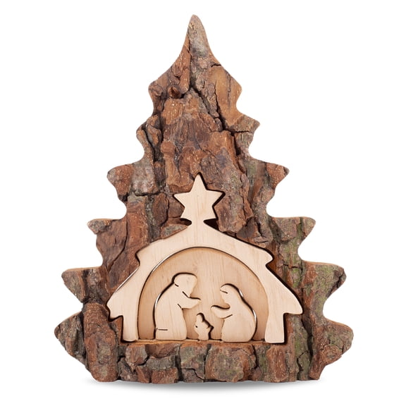 Wooden Nativity Set - Religious Figurines Christmas Decor - Wood Nativity Scene Ornament