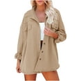 thumbnail image 2 of Babysbule Winter Coats for Women Womens Ladies Solid Turn Down Collar Jacket Pocket Sleeve Coat Outerwear Tops, 2 of 7