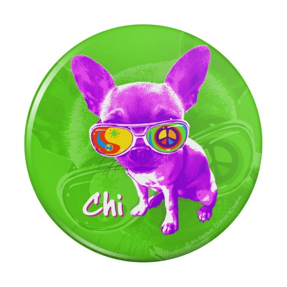 Chi Chihuahua Dog Sunglasses Vintage Retro Pinback Button Pin