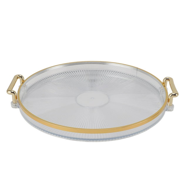 Serving Tray With Golden Handles,PS Decorative Tray Round Coffee Table Tray Decorative Tray PS Tray Gold Round Tray PS Decorative Storage Organizer Tray For Kitchen