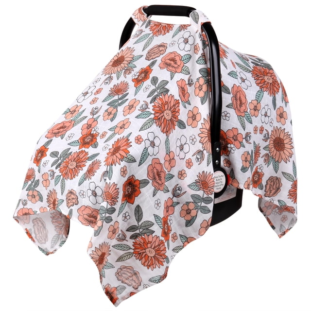 Rquite Funda para asiento de coche para bebé, Fundas para asiento de coche para niña y niño, Funda para asiento de coche de muselina de algodón, Toldo ligero para asiento de coche, Funda para portabeb
