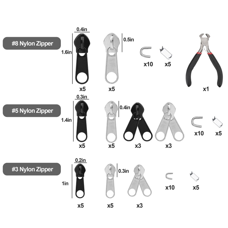 Tele ショッパー TSV Zipper Repair Kit 85pcs, Universal Zipper Parts for Jackets