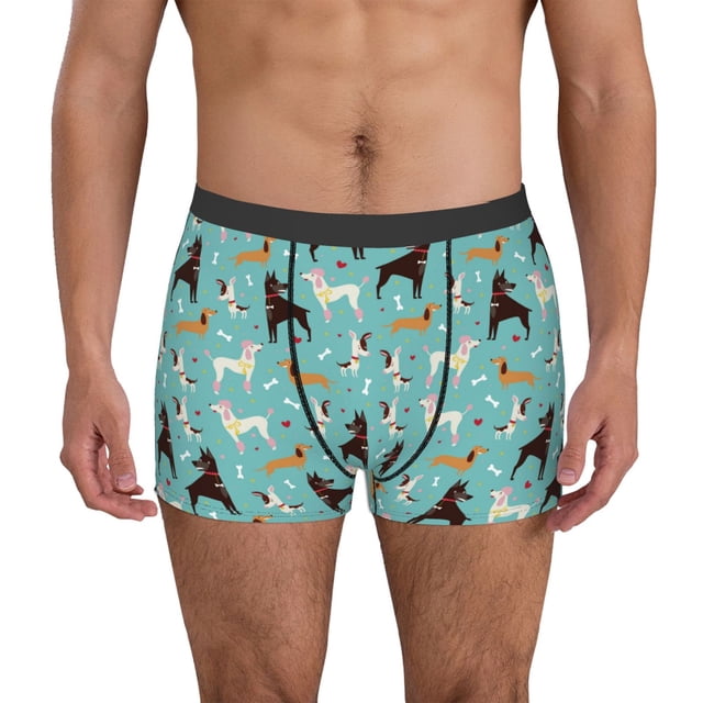 Balery Cute Dog Calzoncillos bóxer para hombre, ropa interior de algodón suave y transpirable con cinturilla de nailon-Small