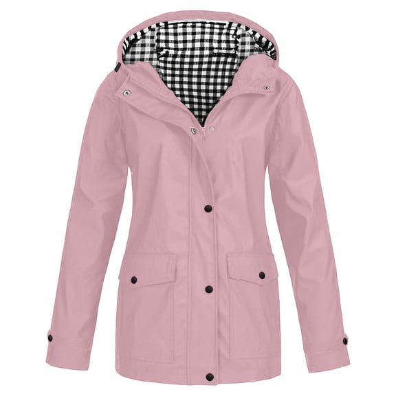 Pink Jacket Girls Size 8 Age 2~10 Kids Hooded Button Down Jacket Rain Jacket Raincoat with Bow Cover Long Rainwear