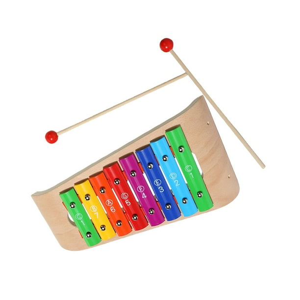 Xilófono de juguete de madera para niños, juguetes Montessori coloridos, con 2 mazos, instrumento Musical para bebé para regalo de vacaciones, , 8 tonos