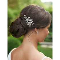Rhinestone Bride Wedding Hair Pins Bridal Hair Clips Crystal Hair Piece Decorative Bridesmaids Hair Accessories for Women and Girls Pack of 2 (A-Silver)