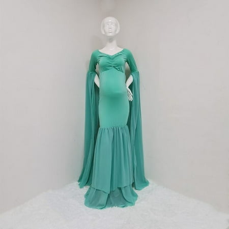 

DancePeanut Sexy Maternity Dresses For Photo Shoot Women Evening Dresses Long Sleeve Strapless Elasticity Gowns Ladies Party Mermaid Dress