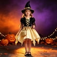 thumbnail image 7 of Girls Short Sleeve Tutu Witch Dresses with Hat Set Witch Costume Cosplay Costume Halloween Costumes Girls Size 2-13 Years, 7 of 7