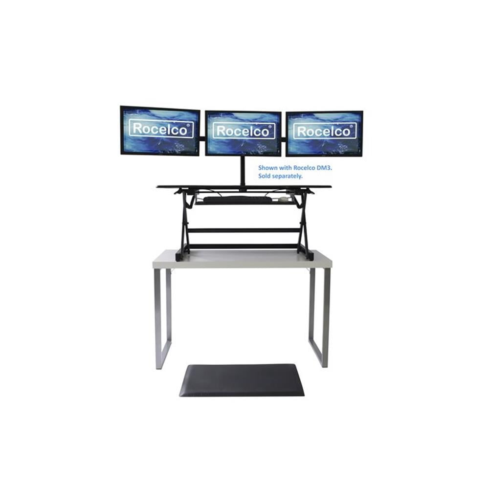 Pemberly Row Adjustable Standing Desk Converter/Anti Fatigue Mat Bundle - Black