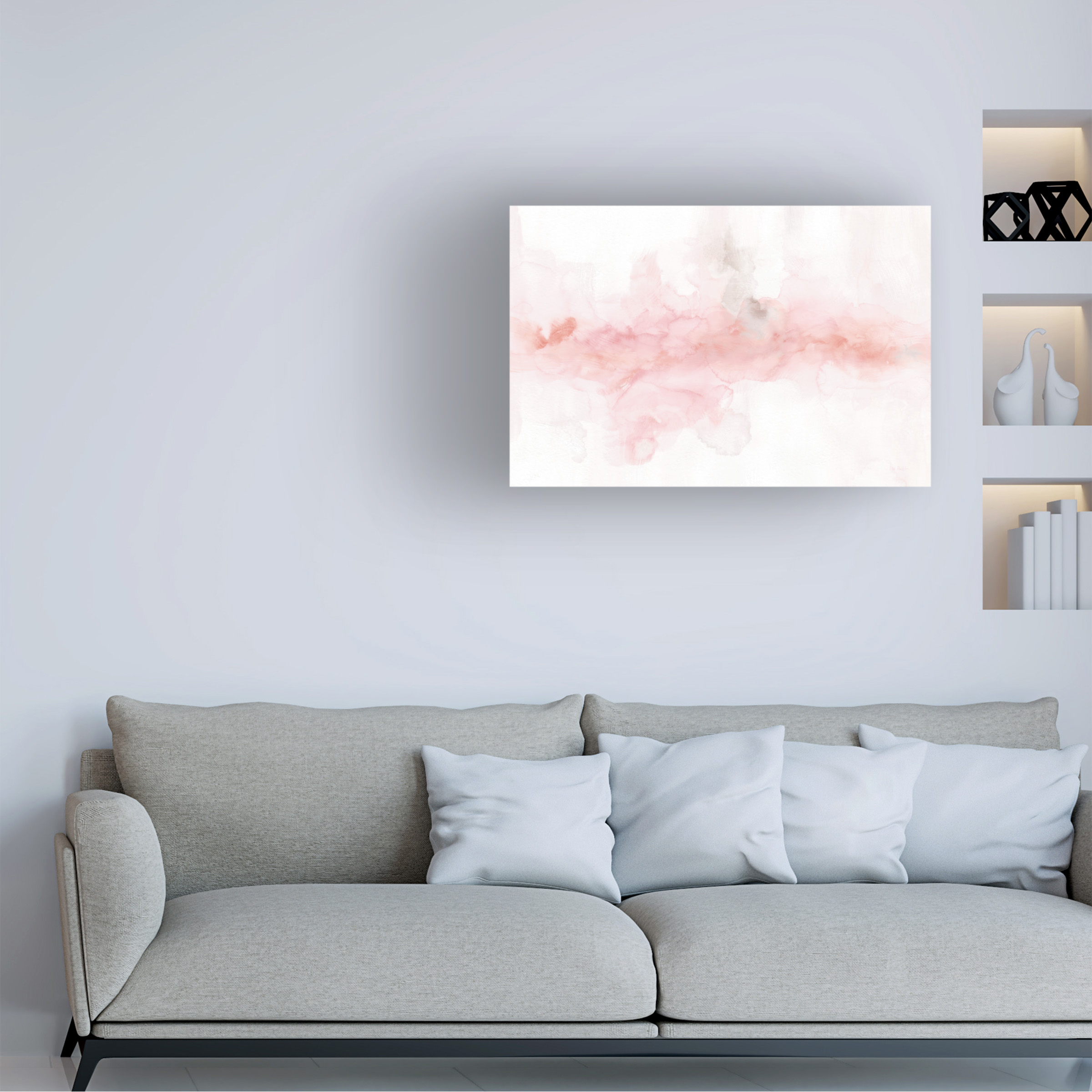 Lisa Audit 'Rainbow Seeds Abstract Blush Gray Crop' Canvas Art