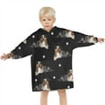 thumbnail image 3 of Australian Shepherd Dog and Footprints Blanket Hoodies for Kids 6-13YR Oversize Wearable Blanket Hoodies for Boys Girls Teens, 3 of 7