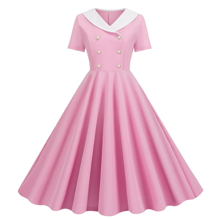 knee length dresses for ladies 50s Style Cotton Midi Swing Dress main image 0