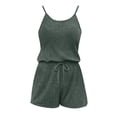 thumbnail image 5 of KIHOUT Women's Casual Ribbed Knit Romper Sleeveless Drawstring Waist Yoga Fitness Short Jumpsuit Plus Size Summer Wear, 5 of 5