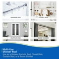 thumbnail image 3 of Kenney® Twist & Fit™ No Tools Decorative Bell Rust-Resistant Painted Steel Straight Tension Shower Curtain Rod, 42-72", Chrome, 3 of 10