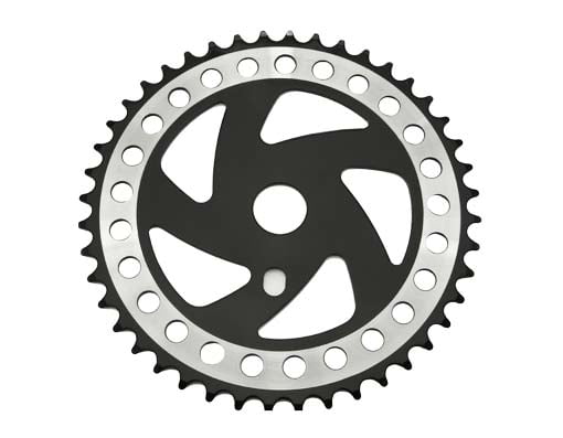 Alta Steel Sprocket Chainring - 44 Tooth, 1/2" X 1/8" (Single Speed), Black & Chrome