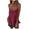 thumbnail image 3 of BiZtdJrK Women Spaghetti Strap Tank Tops Ruffle Hem Sleeveless Dress Shirts Summer Scoop Neck Tanks Wine XL, 3 of 5