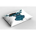 thumbnail image 2 of Ambesonne Deer Pillow Sham 2 Pack, Teal Hipster Antler Print, 30"x20", Teal and Black, 2 of 3
