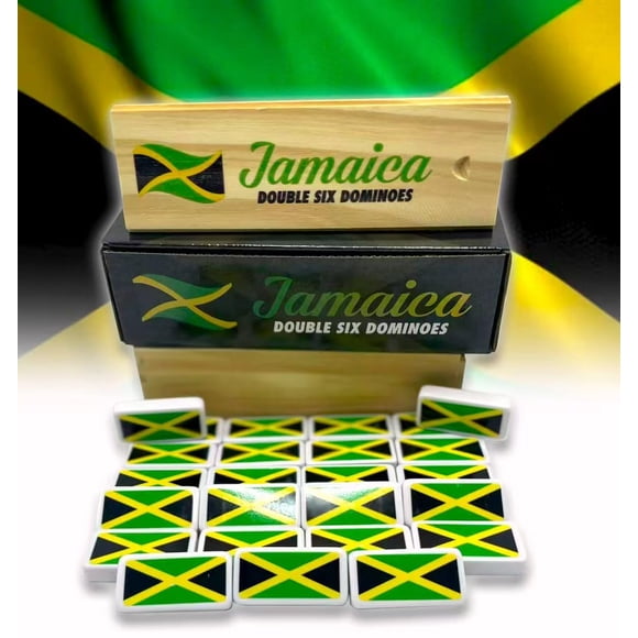 Set de dominó PRK 14 Jamaican Double Six con bandera de Jamaica