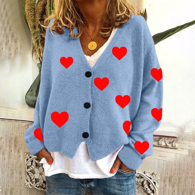 LOVZFMLL Cardigan pour Femmes Cardigan Décontracté à Boutons Veste Manteau de Mode Imprimée