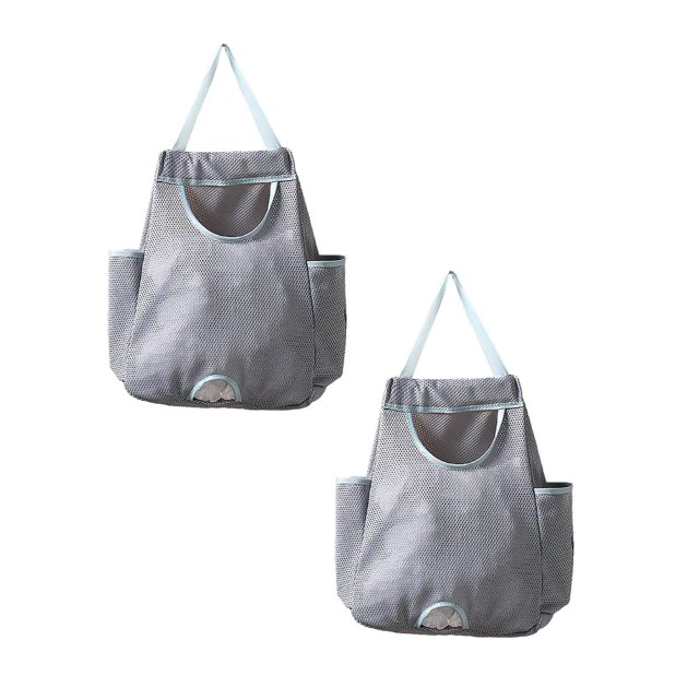 Oleegame 2PC Grocery Bag Rack Garbage Bag Rack Organizer Hanging Storage Dispenser Breathable Net Garbage Bag Organizer Plastic Bag Storage Kitchen Gray