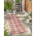 thumbnail image 3 of Unique Loom Outdoor Coastal Collection Area Rug - Ahoy (2' x 8' Runner Rust Red/Ivory), 3 of 9