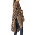 thumbnail image 4 of Sakkas Lupe Womens Reversible Poncho Wrap Cape Shawl Sweater Coat Cardigan Pattern - Houndstooth Brown - One Size Regular, 4 of 7